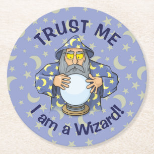 Wizard with Ball Round Paper Coaster