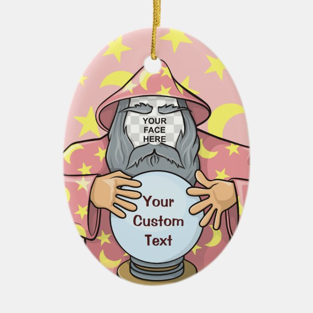 Wizard with your face ceramic tree decoration (Front)