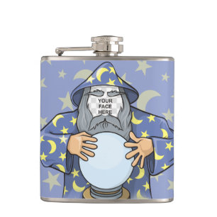 Wizard with your face hip flask