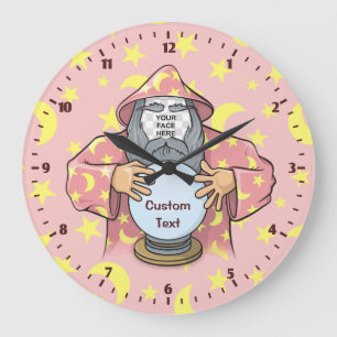 Wizard with your face large clock