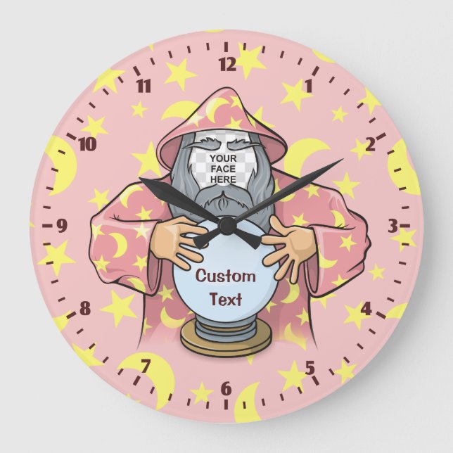 Wizard with your face large clock (Front)