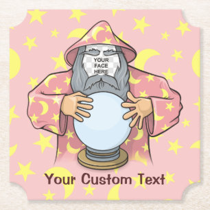 Wizard with your face paper coaster