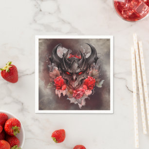 Wizardry   Red Eyed Smoky Demon Beast with Roses Napkin