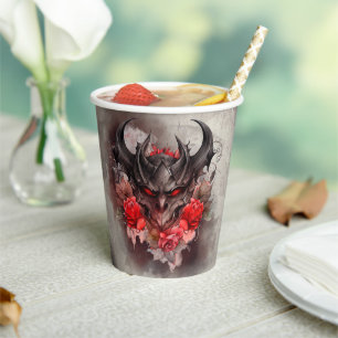 Wizardry Red Eyed Smoky Demon Beast with Roses Paper Cups
