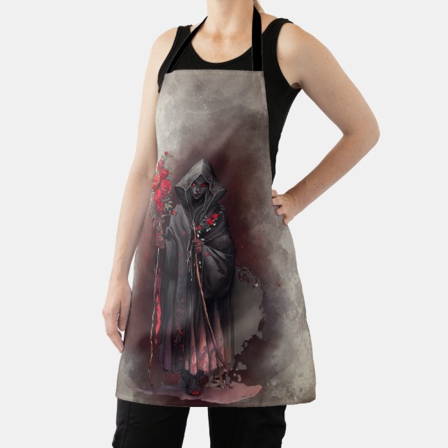 Wizardry | Shadowy Dark Witch Glowing Red Eyes Apron (Insitu)