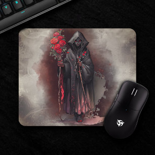 Wizardry   Shadowy Dark Witch Glowing Red Eyes Mouse Mat