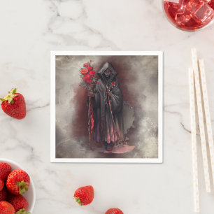Wizardry   Shadowy Dark Witch Glowing Red Eyes Napkin