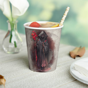 Wizardry   Shadowy Dark Witch Glowing Red Eyes Paper Cups