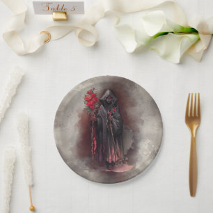 Wizardry   Shadowy Dark Witch Glowing Red Eyes Paper Plate