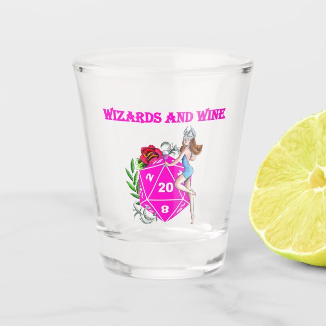 Wizards and Wine Shot Glass (Front)