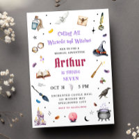 Wizards and Witches Watercolor Magic Birhday