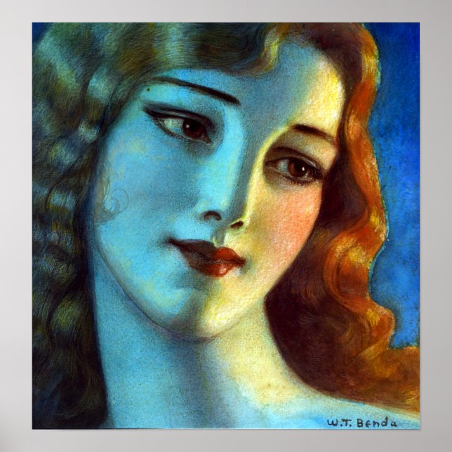 Władysław T. Benda Head of Girl with Long Blonde Poster (Front)