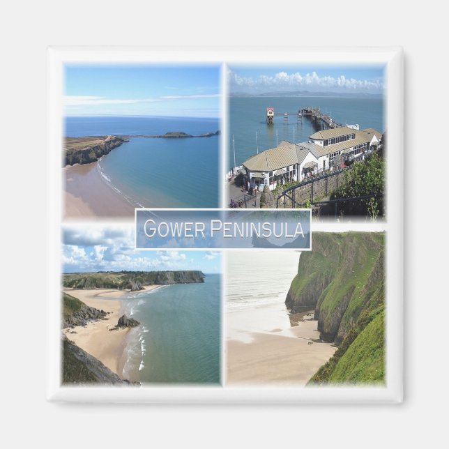 WLS004 GOWER Peninsula Mumbles, Wales, Fridge Magnet (Front)