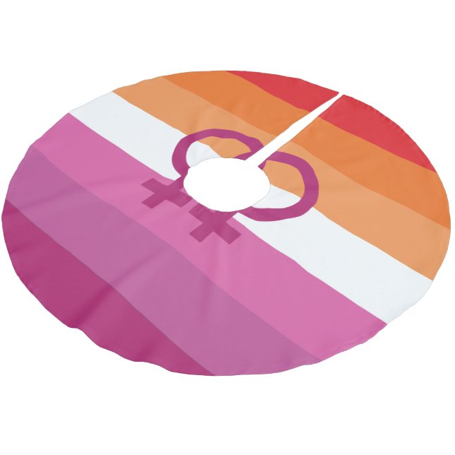 WLW Lesbian Pride Flag Brushed Polyester Tree Skirt (Angled)