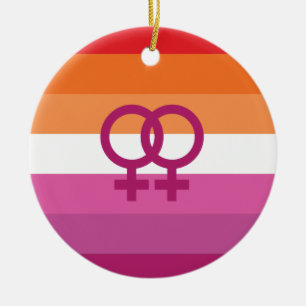 WLW Lesbian Pride Flag Ceramic Tree Decoration