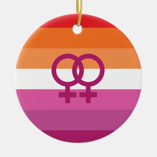 WLW Lesbian Pride Flag Ceramic Tree Decoration (Front)