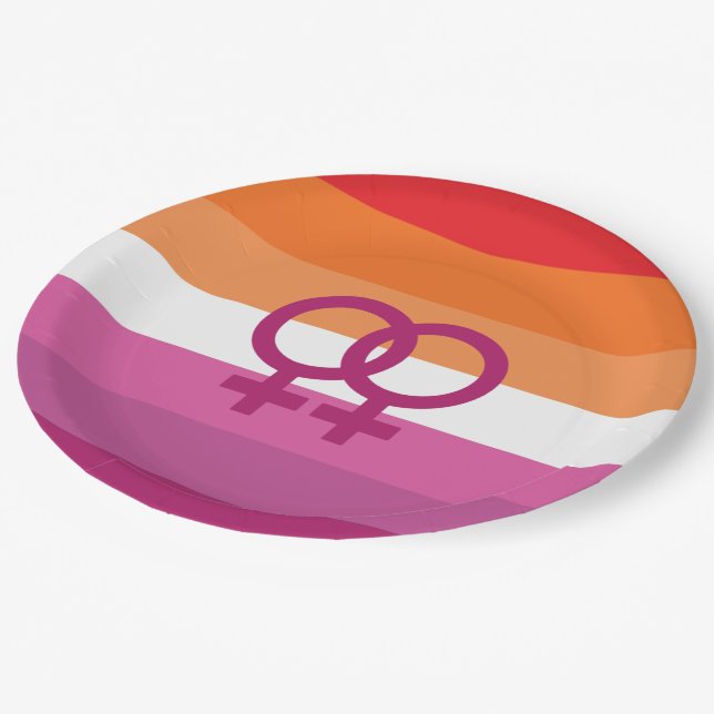 WLW Lesbian Pride Flag Paper Plate (Angled)