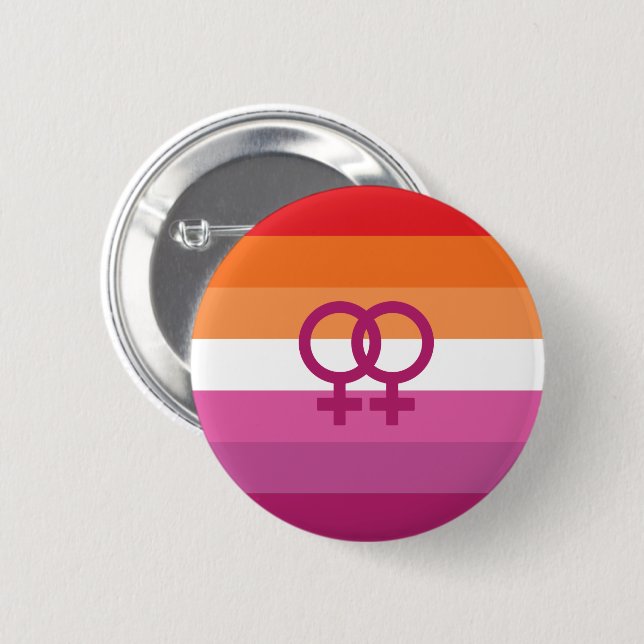 WLW Lesbian Pride Flag (Sunset) 6 Cm Round Badge (Front & Back)