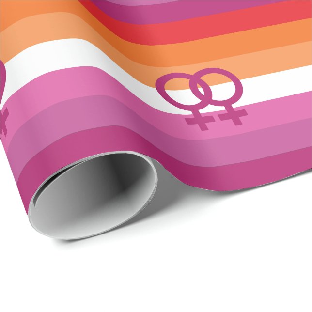 WLW Lesbian Pride Flag (Sunset) Wrapping Paper (Roll Corner)
