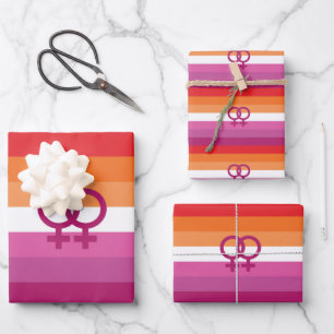 WLW Lesbian Pride Flag (Sunset) Wrapping Paper Sheet