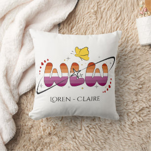 WLW Sunset Lesbian Flag Butterfly Cushion