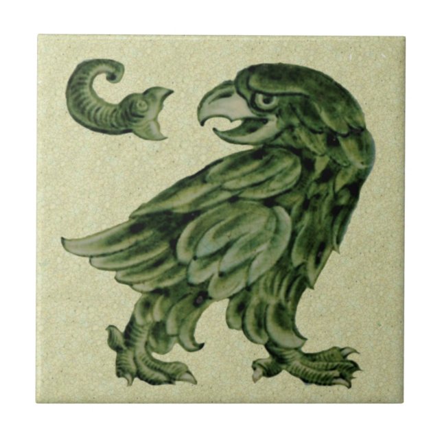 Wm De Morgan Green Eagle Repro Ceramic Tile (Front)