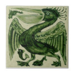 Wm De Morgan Green Pelican Repro Ceramic Tile<br><div class="desc">De Morgan (1839-1917) was an important Arts & Crafts movement artist and was the head of tile production at William Morris's studio. This is one of a series of whimsical animal tiles he created. Makes a very nice kitchen, bath, shower, or laundry room wall tile, backsplash, or even a fireplace...</div>