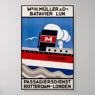Wm. H. Muller Batavier Lijn Vintage Poster 1929