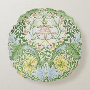 Wm Morris Myrtle Floral Art Nouveau Bright Round Cushion