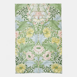 Wm Morris Myrtle Floral Art Nouveau Bright Tea Towel
