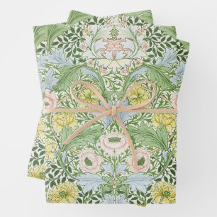 Wm Morris Myrtle Floral Art Nouveau Bright Wrapping Paper Sheet
