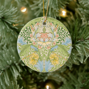 Wm Morris Myrtle Floral Art Nouveau Pastel Ceramic Tree Decoration