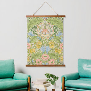 Wm Morris Myrtle Floral Art Nouveau Pastel Hanging Tapestry