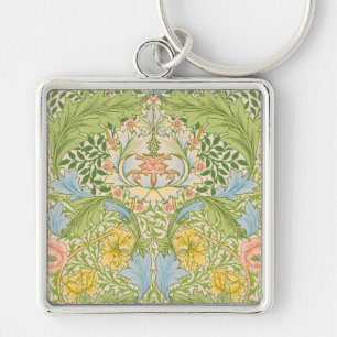 Wm Morris Myrtle Floral Art Nouveau Pastel Key Ring