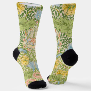 Wm Morris Myrtle Floral Art Nouveau Pastel Socks