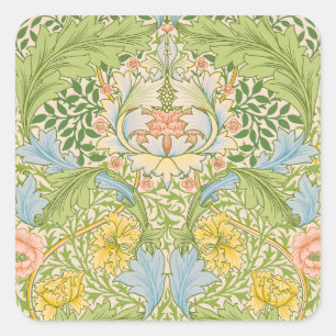 Wm Morris Myrtle Floral Art Nouveau Pastel Square Sticker
