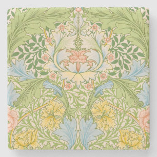 Wm Morris Myrtle Floral Art Nouveau Pastel Stone Coaster