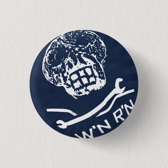 W'nR'n Blue about you Skull button (Front)