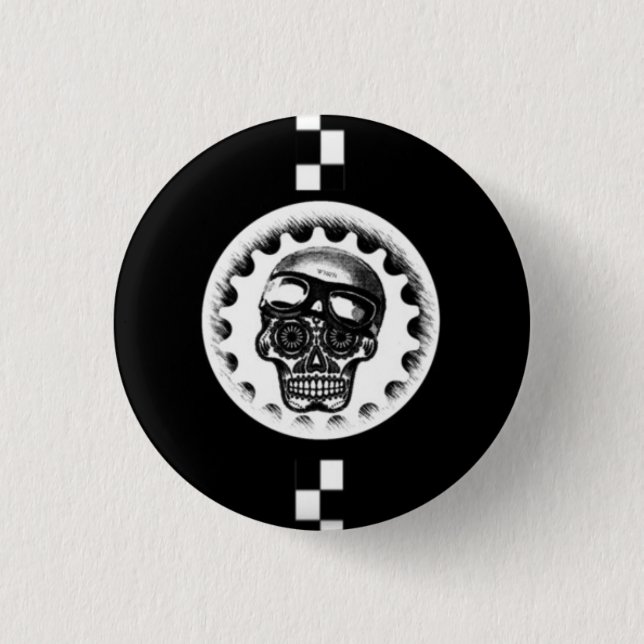 W'nR'n Cafe Racer Sugar Skull 3 Cm Round Badge (Front)