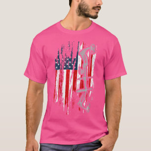 Wo Bowhunting American Flag Deer Hunting Compound T-Shirt