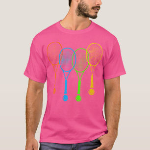Wo Colourful Tennis Rackets Balls Playing Racket S T-Shirt