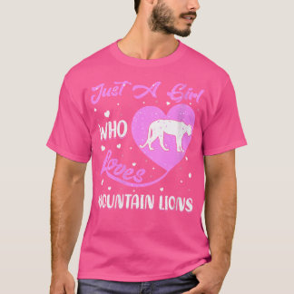 Wo Heart Love Mountain Lion Just A Girl Who Loves  T-Shirt