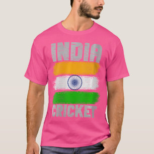 Wo India Cricket Cricketer Fan Batsmen Indian Flag T-Shirt