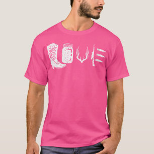 Wo Love Hunting Antlers Deer Rifle Boots T-Shirt