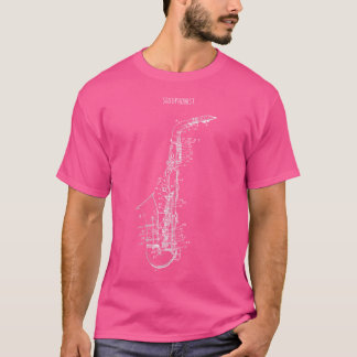 Wo Technical Drawing Saxophone Musician Orchestra T-Shirt