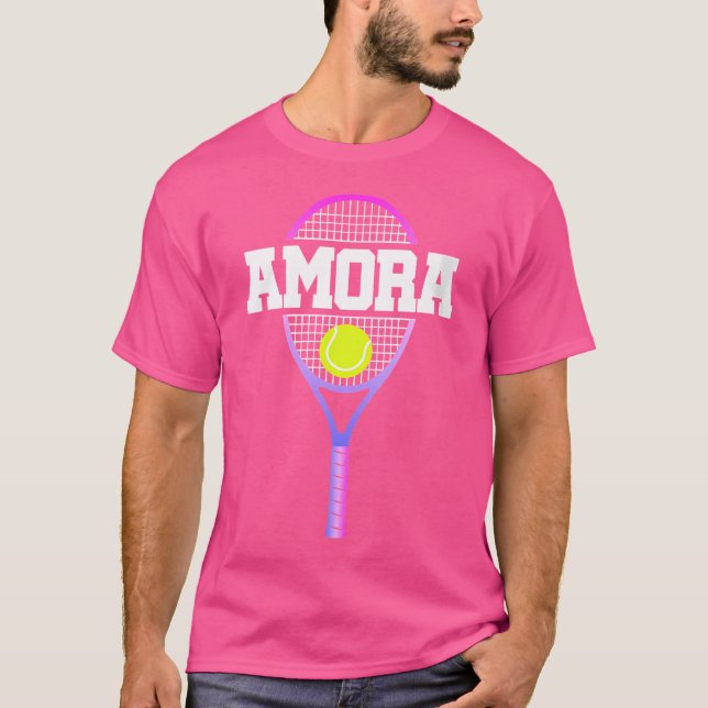 Wo Tennis Player Girl Name Amora Ball And Racket S T-Shirt (Front)
