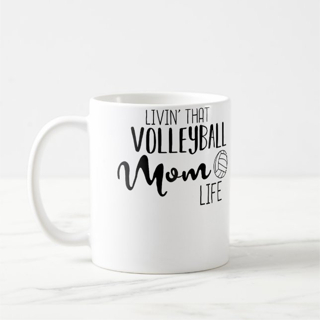 Wo Volleyball Mum Volleyball Cute Sports Mother Fa Coffee Mug (Left)