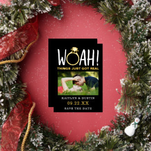 Woah Modern Photo Save The Date Real Foil