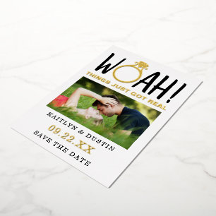 Woah Modern Photo Save The Date Real Foil