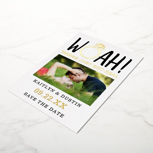 Woah Modern Photo Save The Date Real Foil (Rotated)